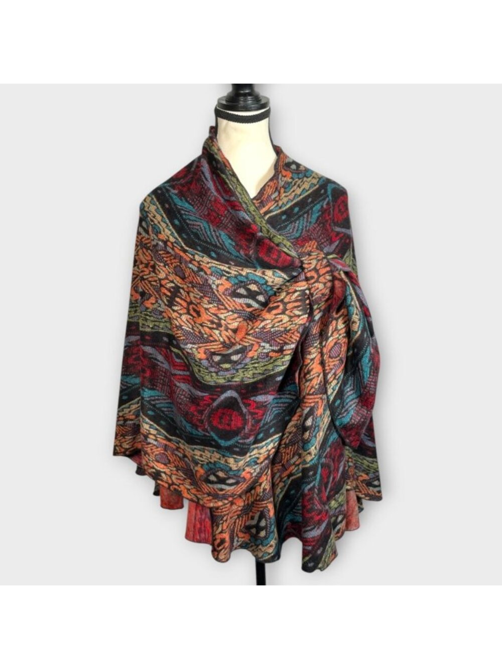 Rapti 100% Cashmere Buckle Slide Wrap Shawl Cardigan Southwestern Boho